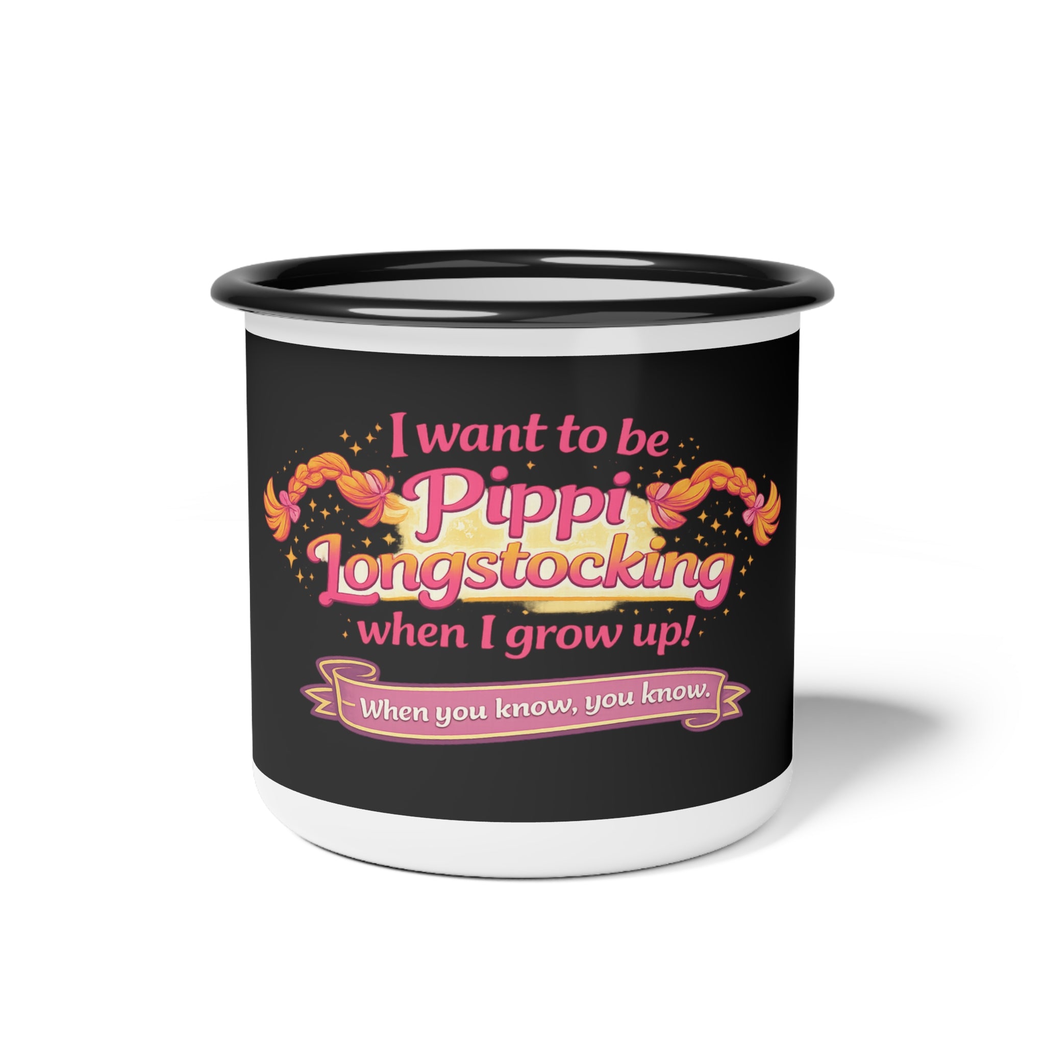 I want to be Pippi Longstocking when I grow up Enamel Camp Cup | Kids Retro Book Cup