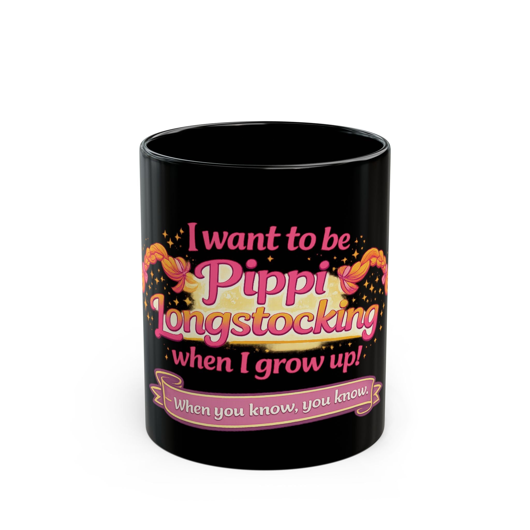 Pippi Longstocking Quote Mug | Black Ceramic Coffee Mug