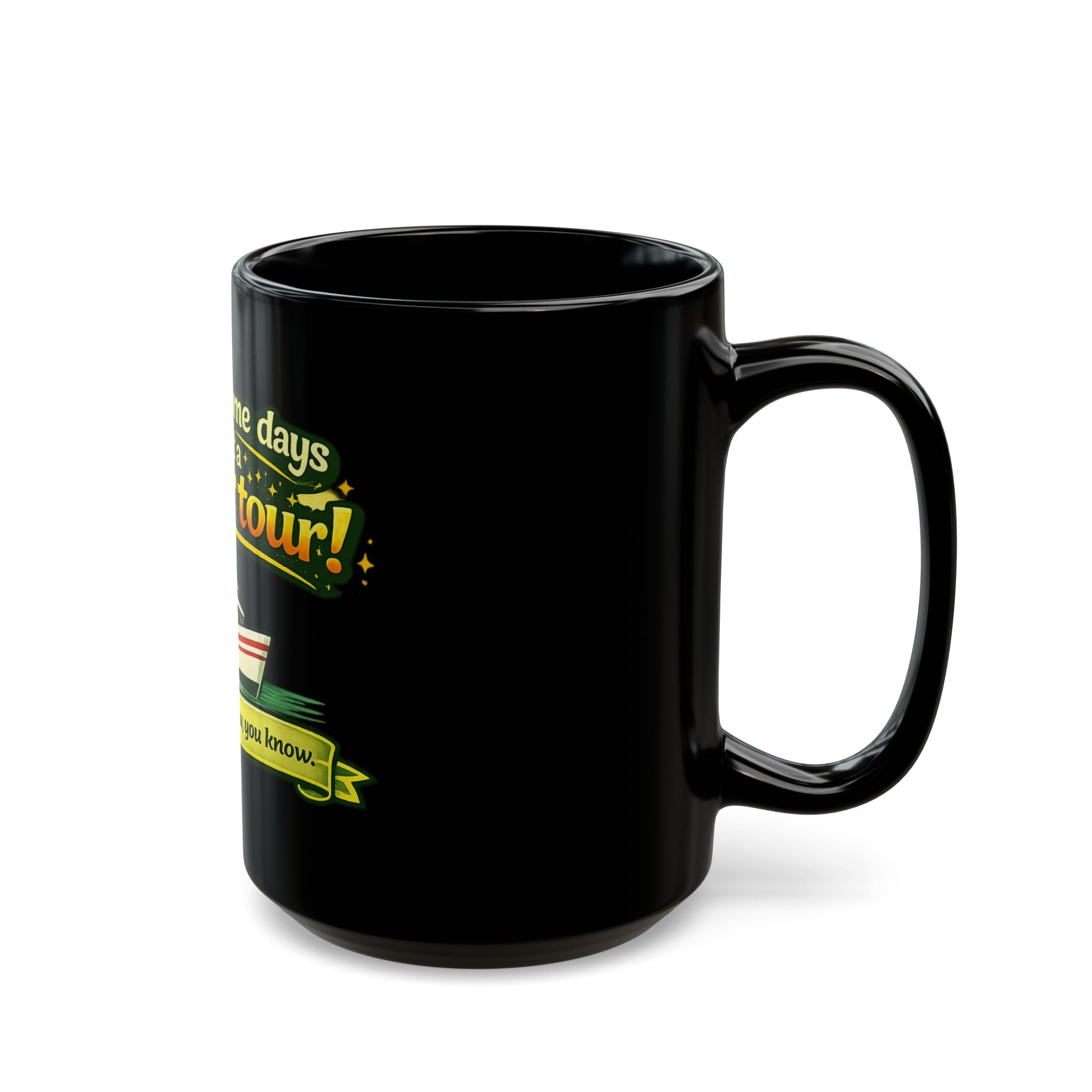 3 Hour Tour Boat Illustration Mug | Funny Cruise Saying on Black Mug