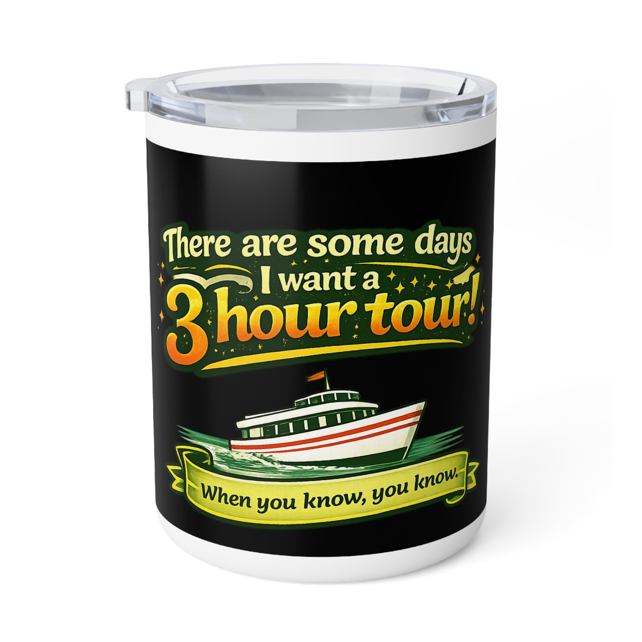 3 Hour Tour Boat Illustration insulated mug | Funny Cruise Coffee Tumbler