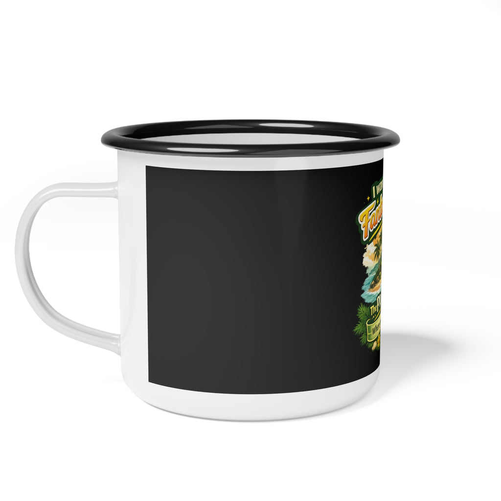 I Want My Fantasy Island enamel camp cup | vintage tropical plane design