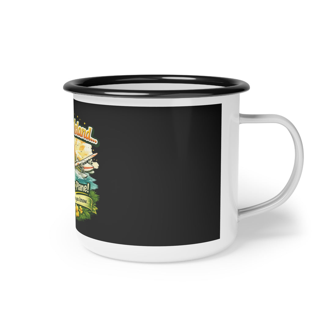 I Want My Fantasy Island enamel camp cup | vintage tropical plane design